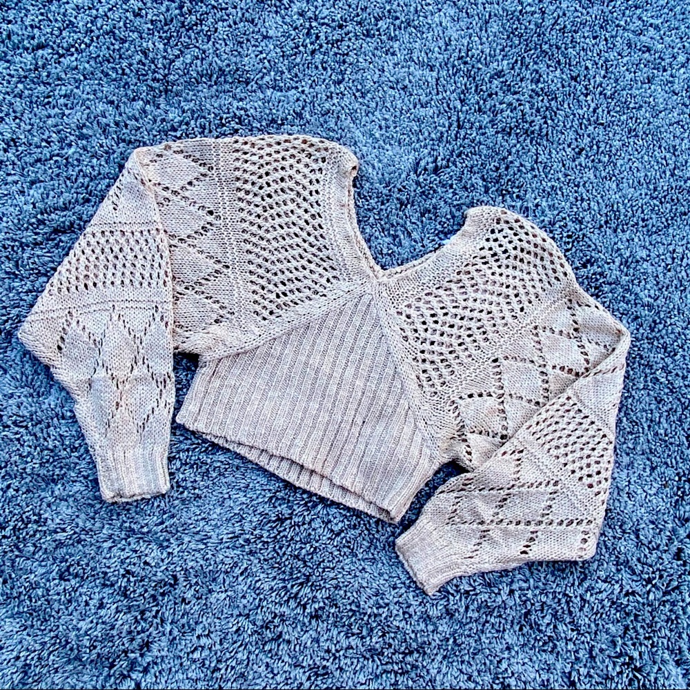 Tan Knit Cropped Sweater